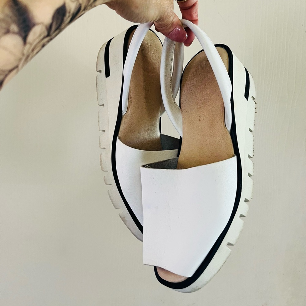 DNA made in Spain Leather Morgan high wedge slip on minimalist sandals 7